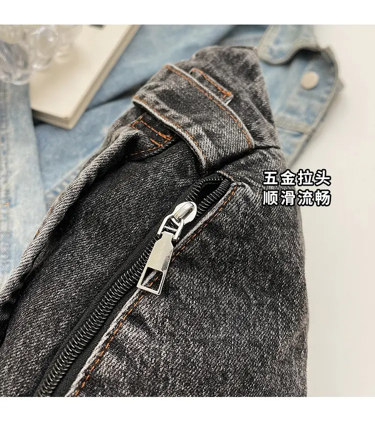 Vintage Denim Crossbody Bag for Women Large Capacity Casual Shoulder Bag — feature 7