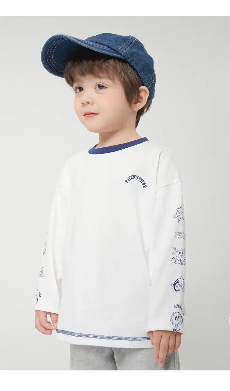 Boys Pure Cotton Antibacterial Long Sleeve T-Shirt Spring — feature 3