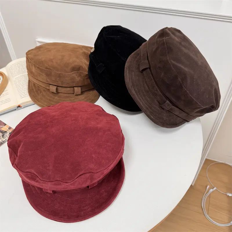 Vintage Women's Velvet Berets Spring Autumn Brown Black Red - Image 7
