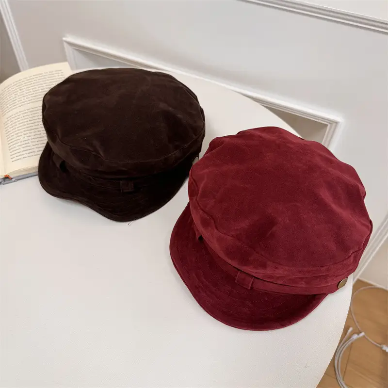 Vintage Women's Velvet Berets Spring Autumn Brown Black Red - Image 9