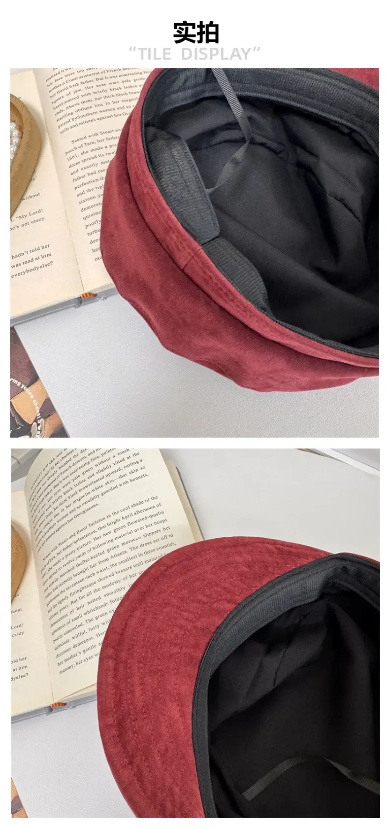 Vintage Women's Velvet Berets Spring Autumn Brown Black Red — feature 5