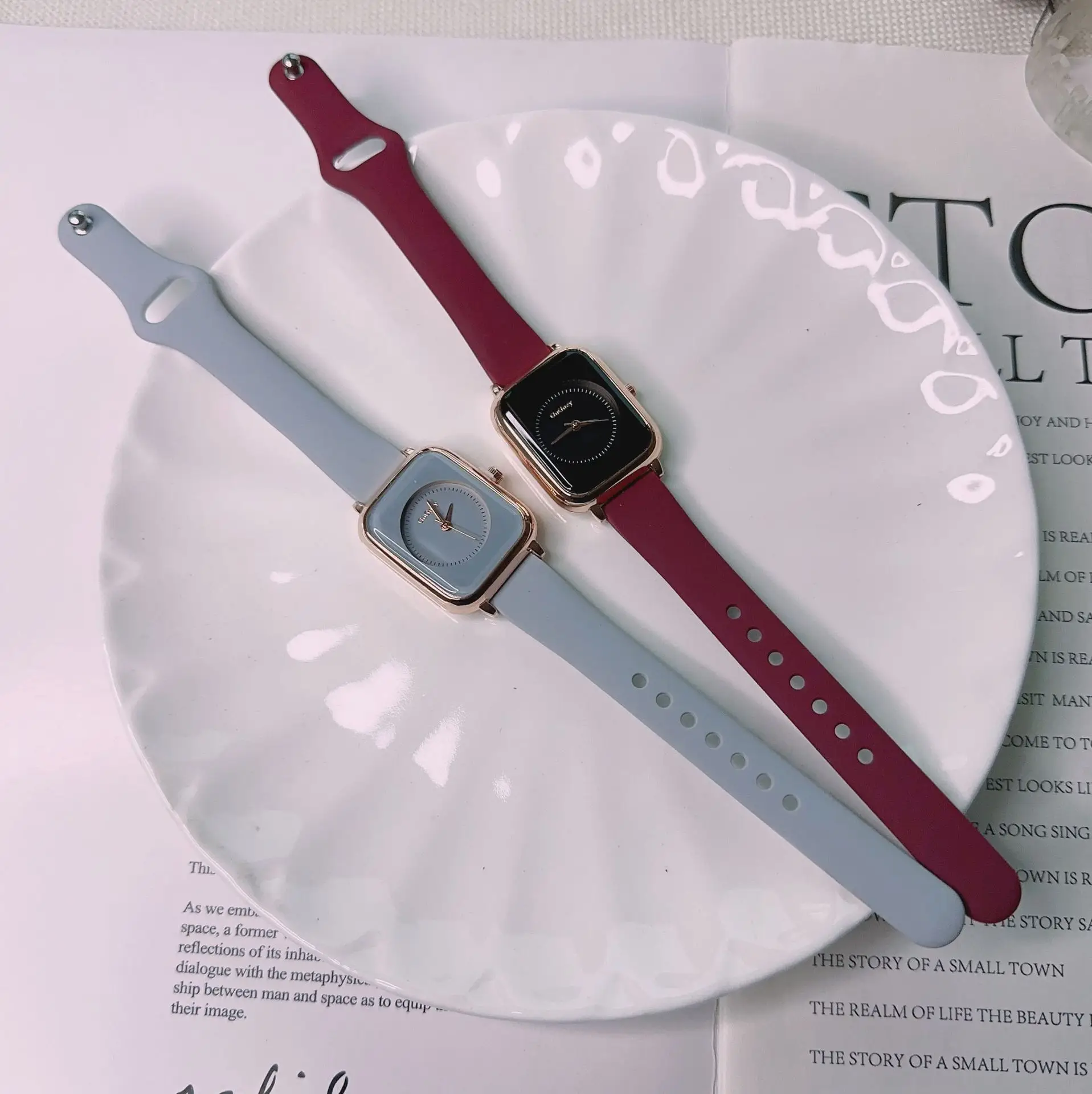 Women's Square Silicone Watch with Rose Gold Dial - Image 11