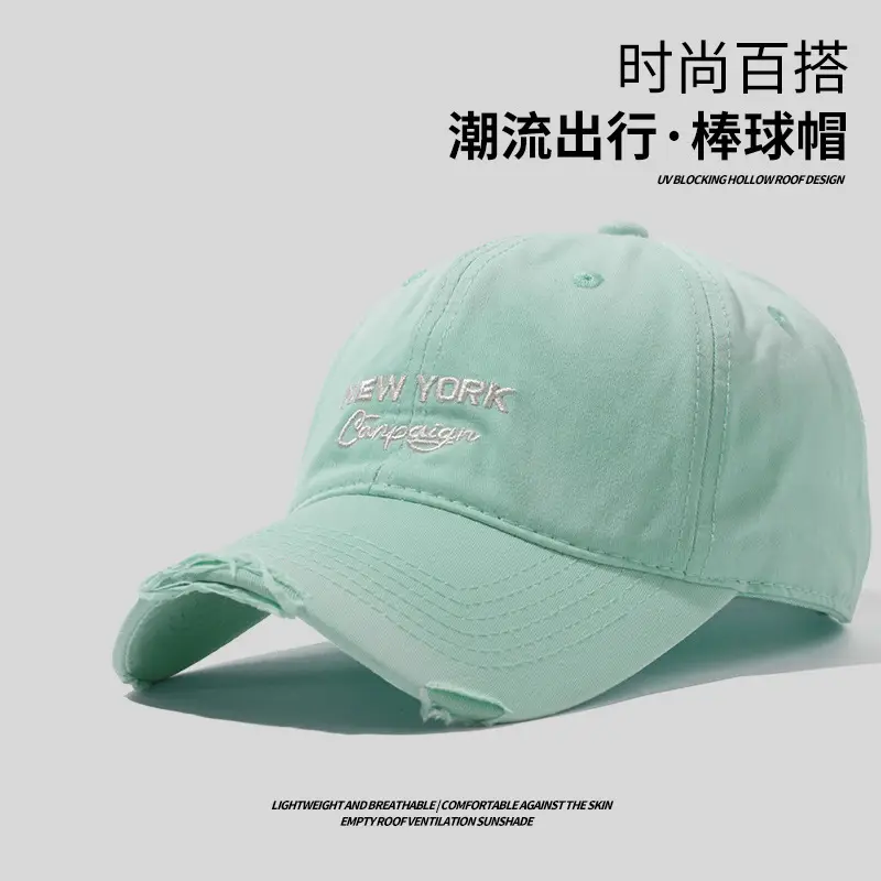 Pink New York Baseball Cap Women Soft Cotton Wide Brim