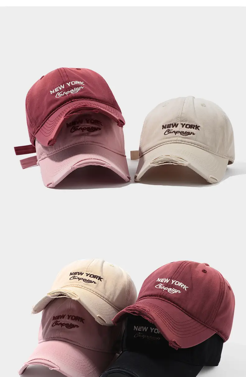 Pink New York Baseball Cap Women Soft Cotton Wide Brim — feature 12