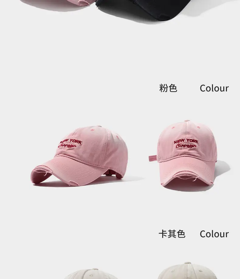 Pink New York Baseball Cap Women Soft Cotton Wide Brim — feature 13