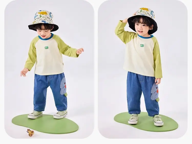 Dudu Baby Raglan Sleeve T-Shirt Pink Yellow Spring Style — feature 33