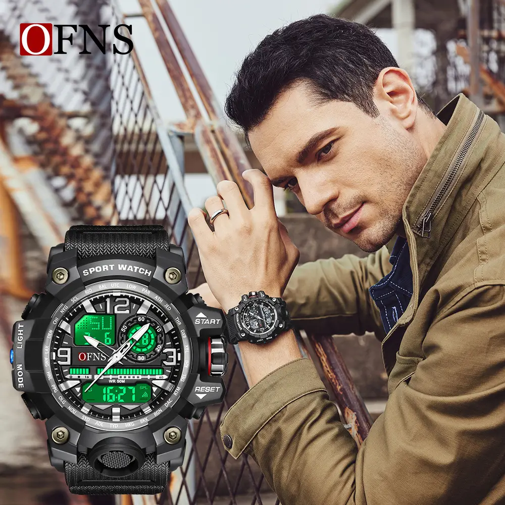 OFNS Multifunctional LED Digital Watch Black White Green Blue Military Green - Image 6