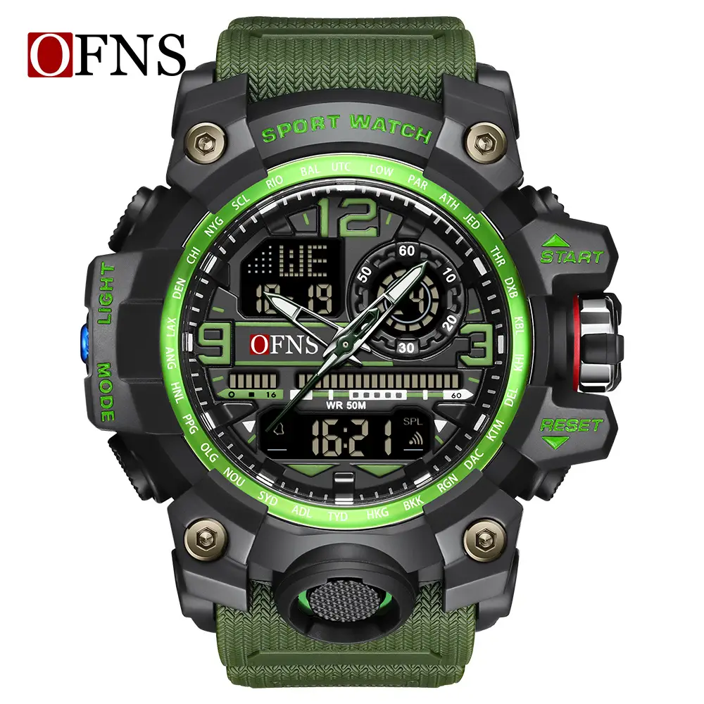 OFNS Multifunctional LED Digital Watch Black White Green Blue Military Green - Image 4