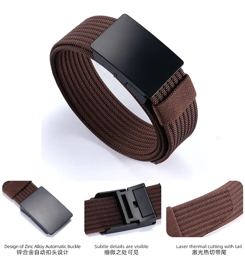 Men's Woven Belt Brown Adjustable Casual Belt — feature 13