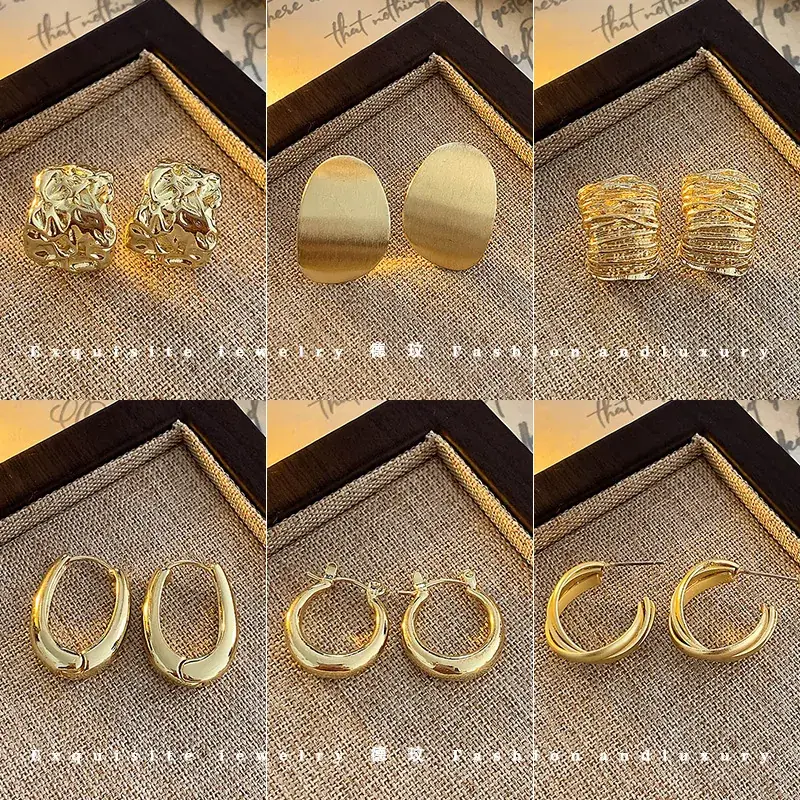 Vintage Entry Luxury Golden Hong Kong Style Earrings Women's 2025 New — feature 3