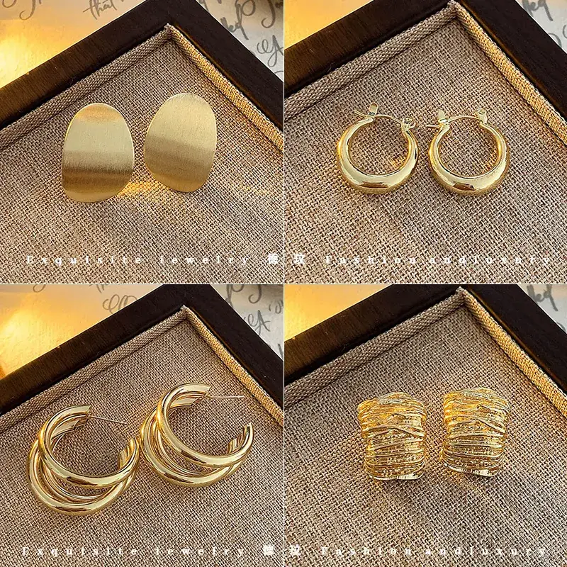 Vintage Entry Luxury Golden Hong Kong Style Earrings Women's 2025 New - Image 8