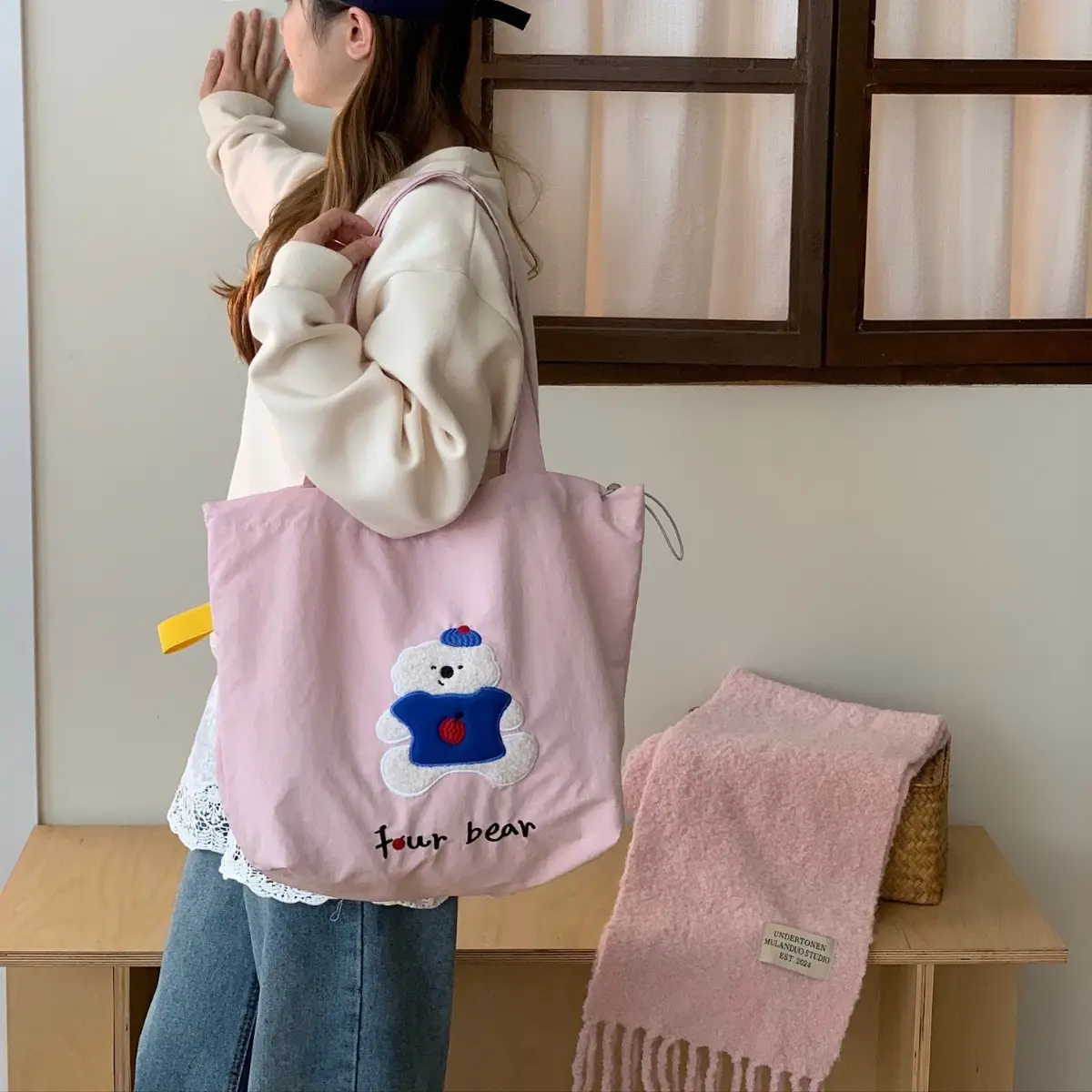 Cute Unicorn Embroidered Shoulder Bag Black - Image 6