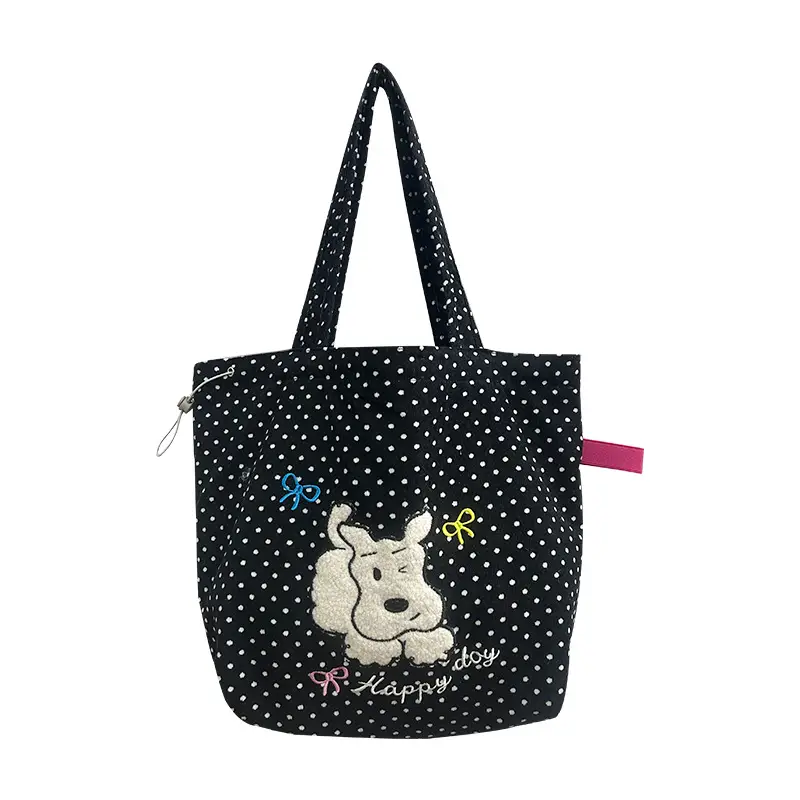 Cute Unicorn Embroidered Shoulder Bag Black - Image 8
