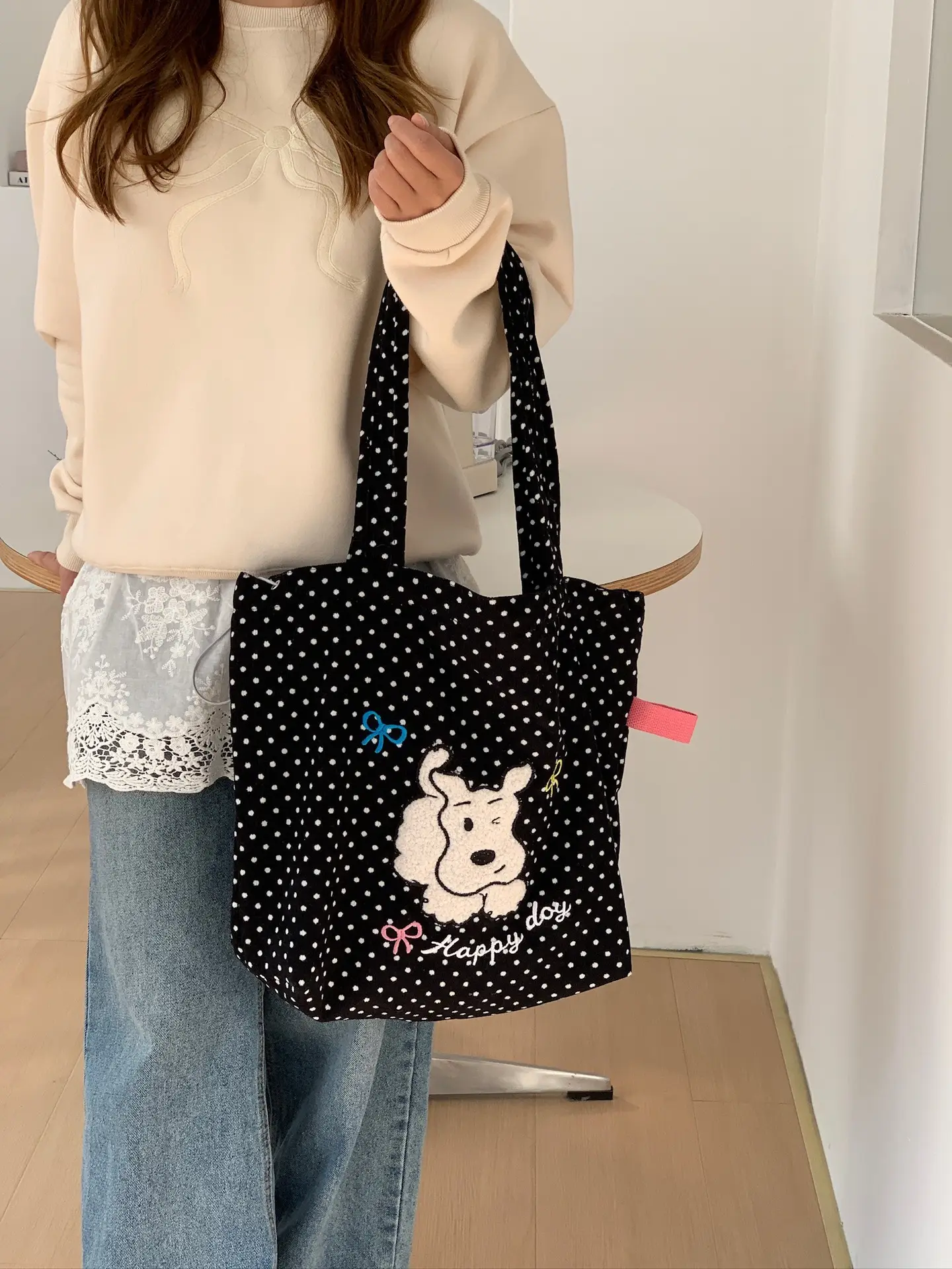 Cute Unicorn Embroidered Shoulder Bag Black β feature 11