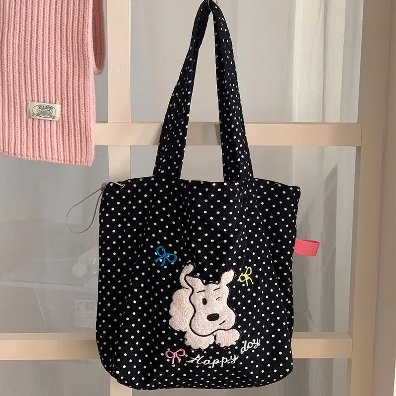 Cute Unicorn Embroidered Shoulder Bag Black - Image 3