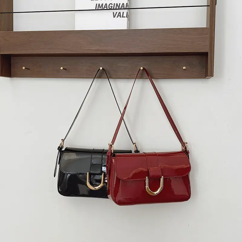 Women's 2-Piece Shoulder Bags Korean Style Red Black - Image 3