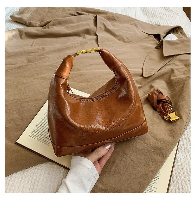 Brown Leather Shoulder Bag for Women 2025 Spring - Image 3