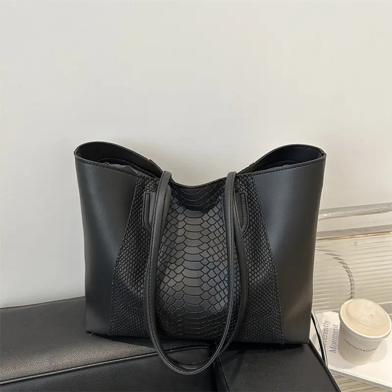 Brown Crocodile-Textured Shoulder Bag for Women - Image 6