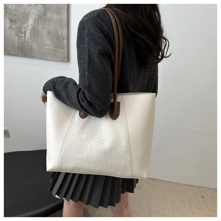Brown Crocodile-Textured Shoulder Bag for Women — feature 11