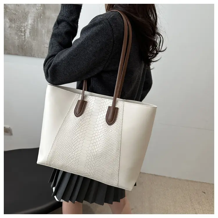 Brown Crocodile-Textured Shoulder Bag for Women — feature 12
