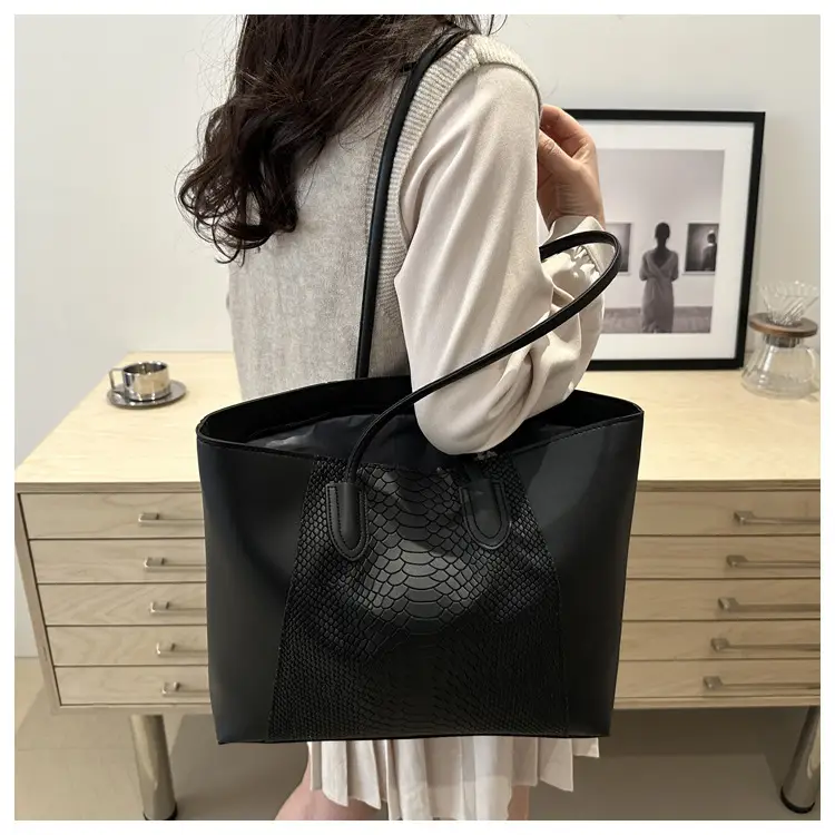 Brown Crocodile-Textured Shoulder Bag for Women — feature 16