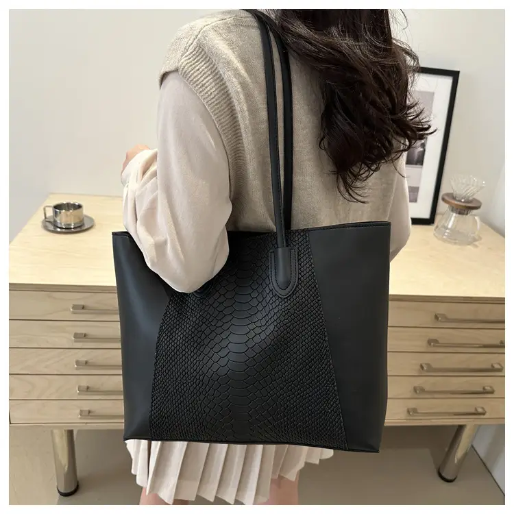Brown Crocodile-Textured Shoulder Bag for Women — feature 17