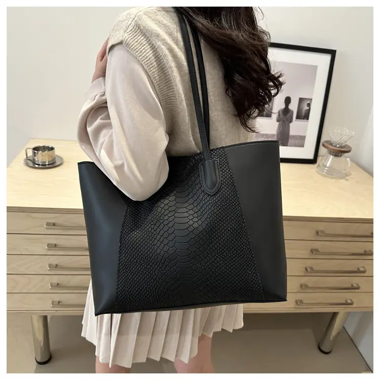 Brown Crocodile-Textured Shoulder Bag for Women — feature 18