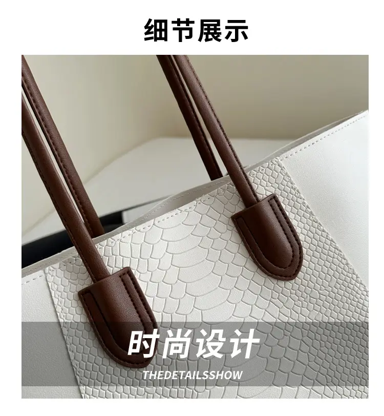 Brown Crocodile-Textured Shoulder Bag for Women — feature 2