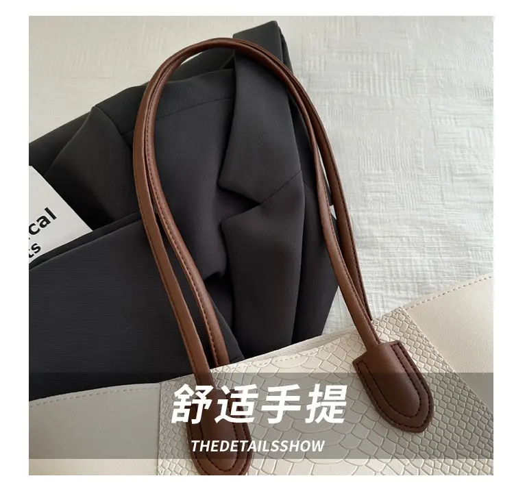 Brown Crocodile-Textured Shoulder Bag for Women — feature 3