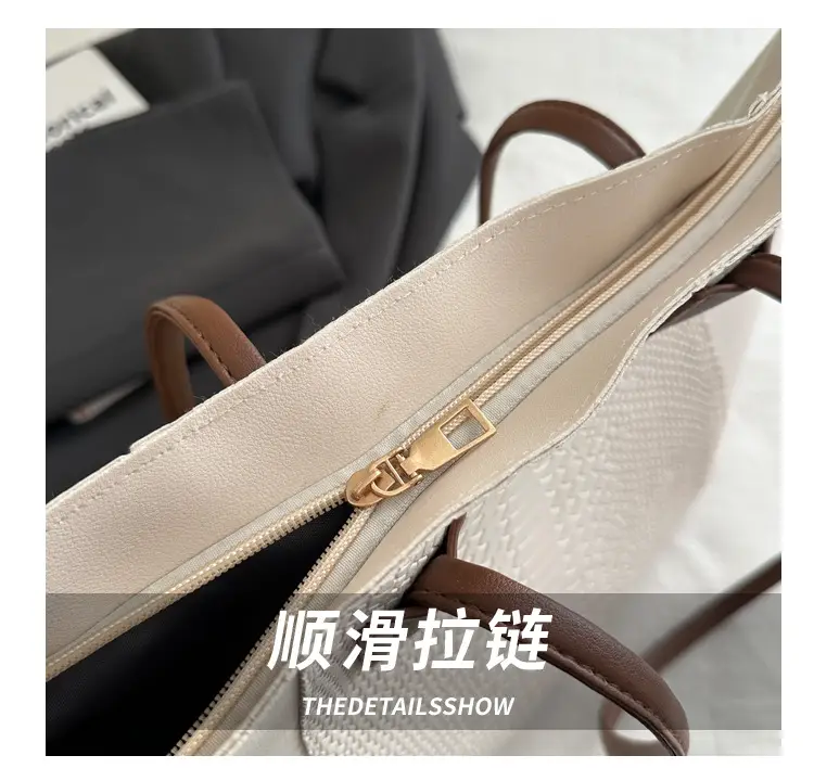 Brown Crocodile-Textured Shoulder Bag for Women — feature 4