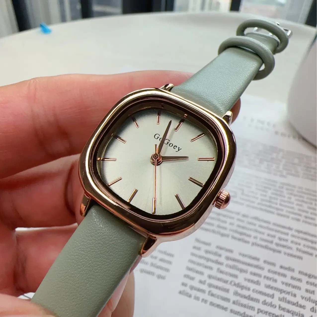 Rose Gold Women's Quartz Watch with White Belt - Image 6