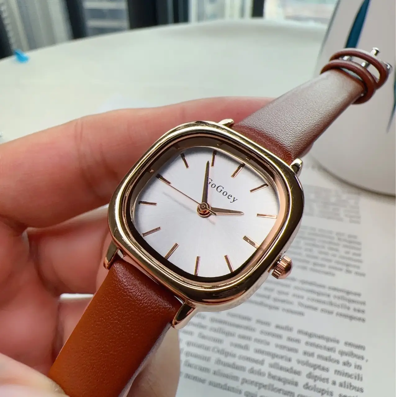 Rose Gold Women's Quartz Watch with White Belt — feature 3
