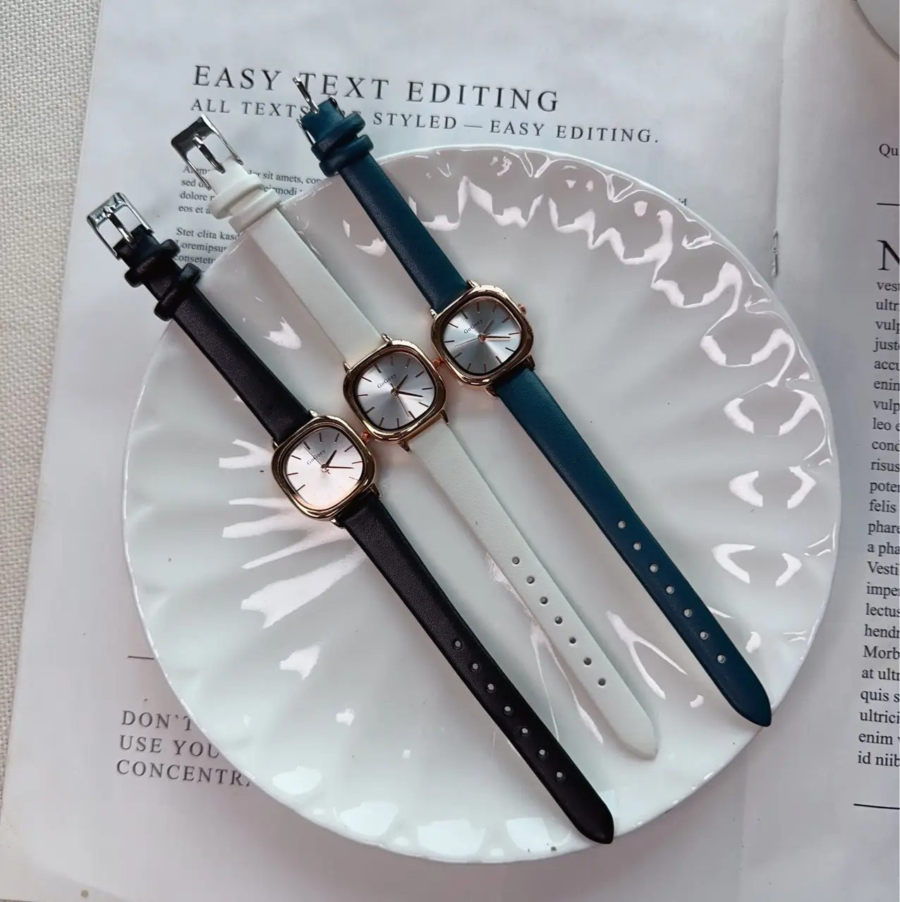 Rose Gold Women's Quartz Watch with White Belt — feature 9