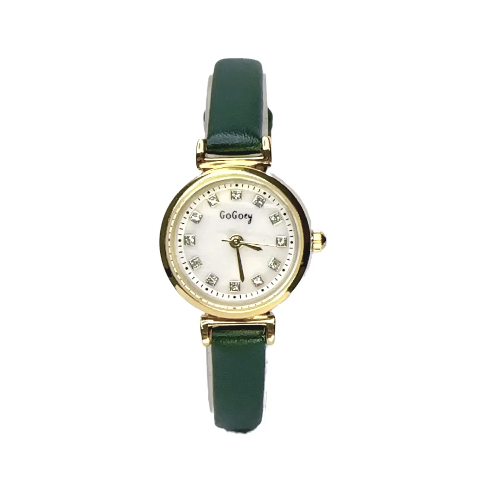 Women's Green Leather Belt Quartz Watch with Diamond Dial - Image 10