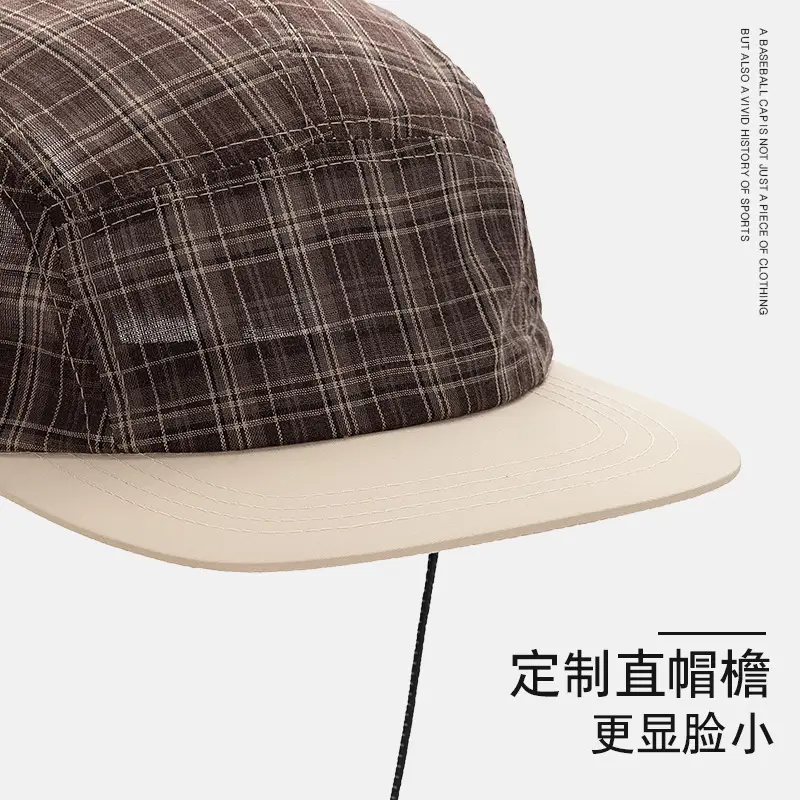 Japanese Plaid Baseball Cap Women Spring Summer Outdoor Camping - Image 7