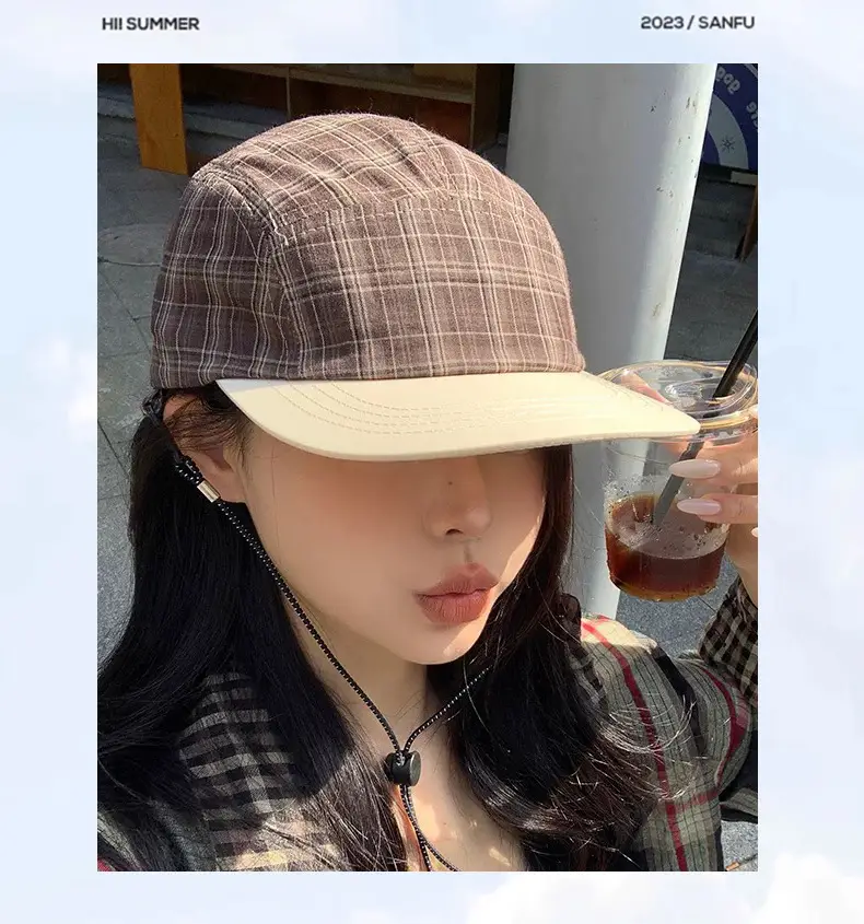 Japanese Plaid Baseball Cap Women Spring Summer Outdoor Camping — feature 11