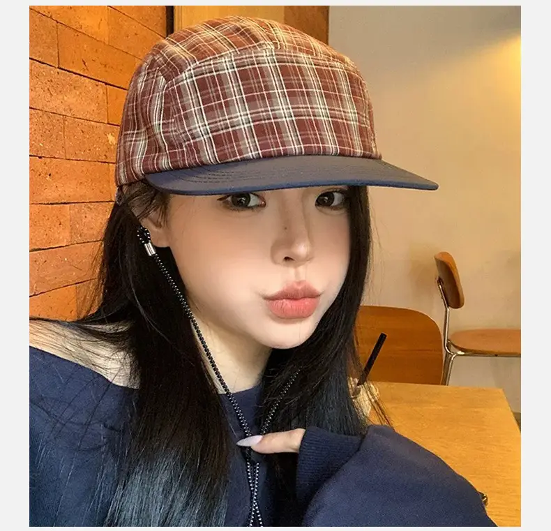 Japanese Plaid Baseball Cap Women Spring Summer Outdoor Camping — feature 13