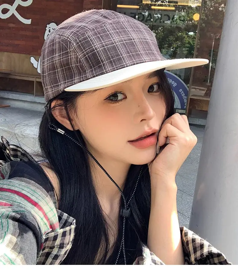 Japanese Plaid Baseball Cap Women Spring Summer Outdoor Camping — feature 8