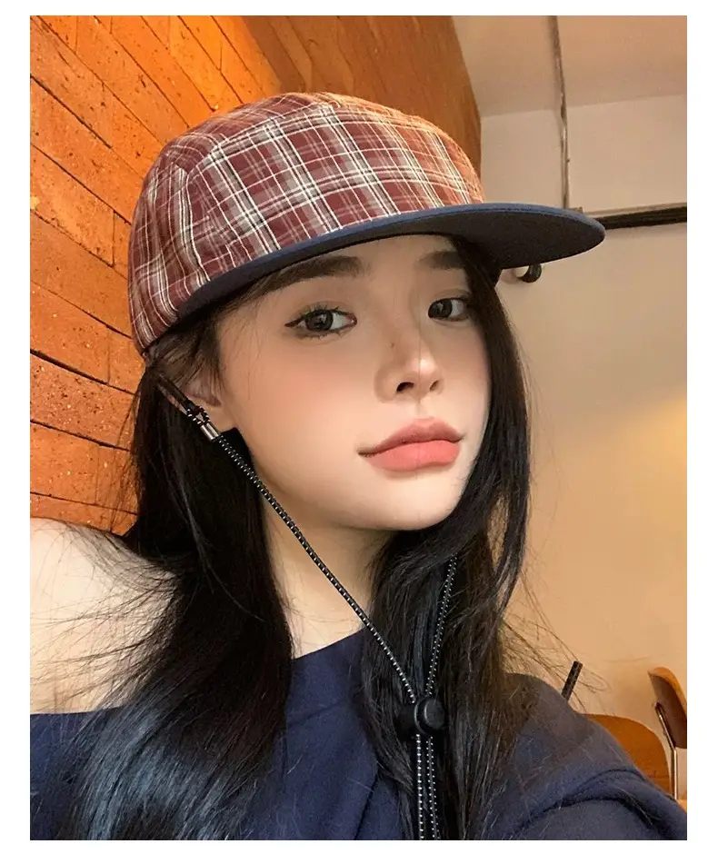 Japanese Plaid Baseball Cap Women Spring Summer Outdoor Camping — feature 9