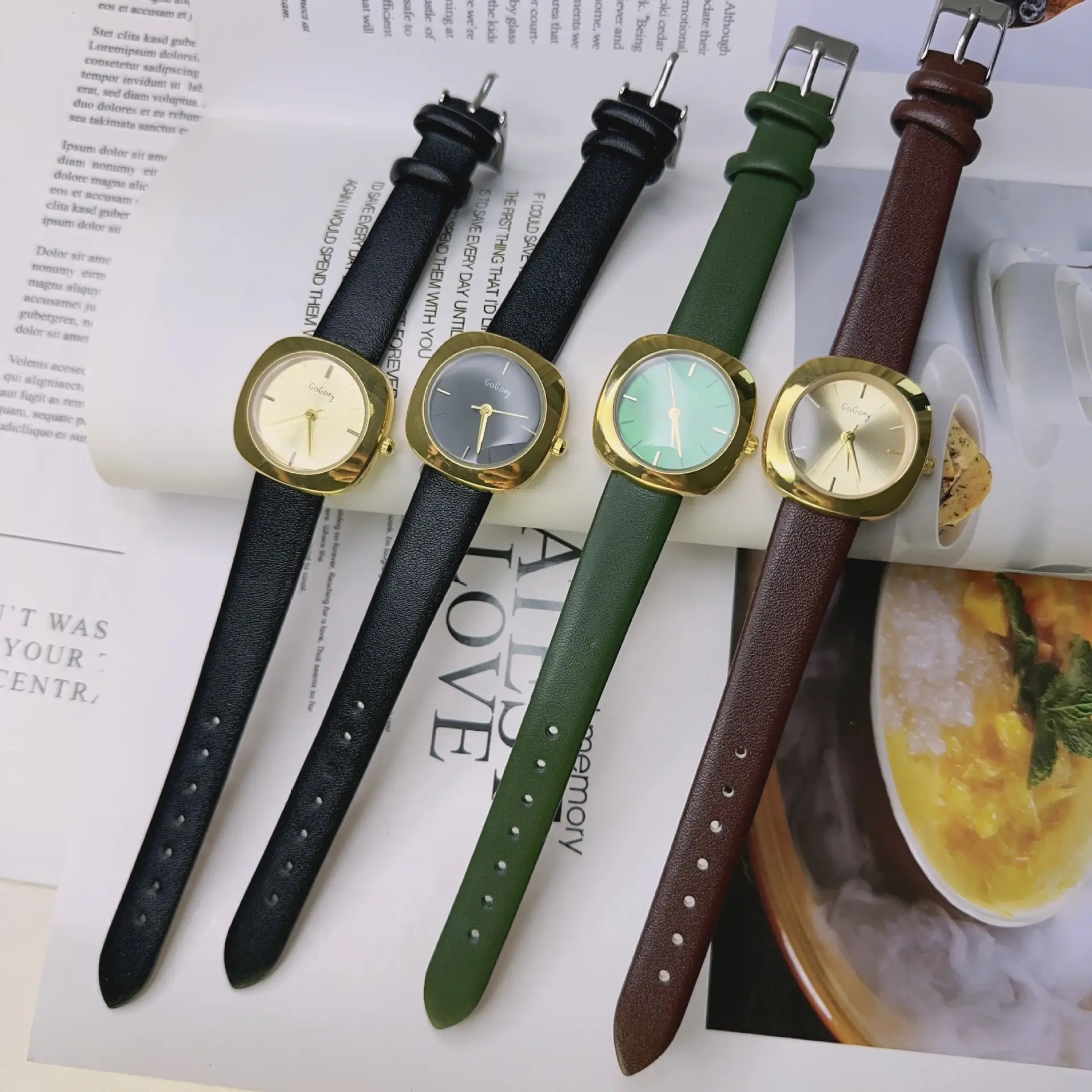 Korean Women's Green Leather Belt Watch Quartz Casual Watch - Image 7