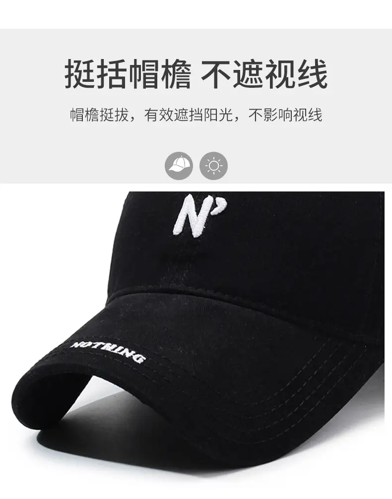 Black Korean-style Washed Cap Men Women Retro Baseball Cap — feature 2