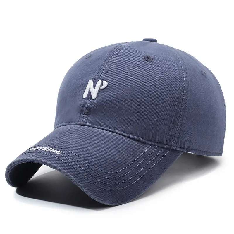 Black Korean-style Washed Cap Men Women Retro Baseball Cap - Image 2