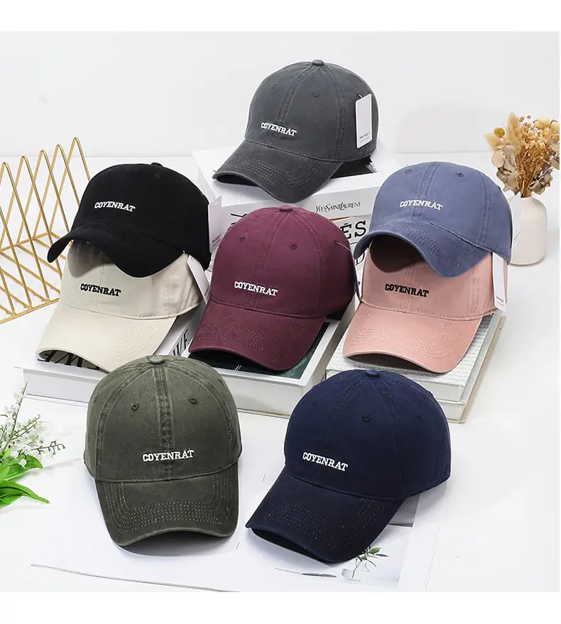 Blue Vintage Washed Baseball Cap with "MYVENBAT" Embroidery — feature 8
