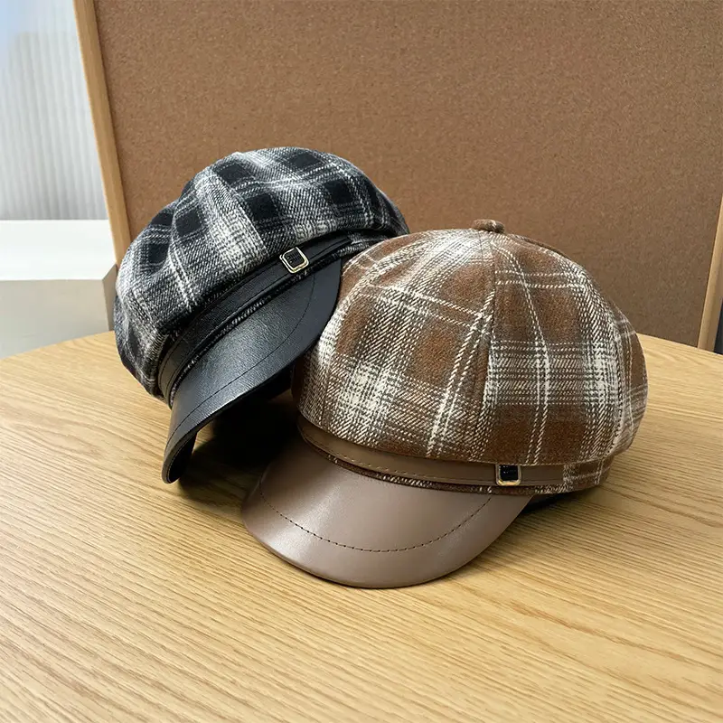 Winter Plaid Duck Tongue Cap for Kids Men - Image 7