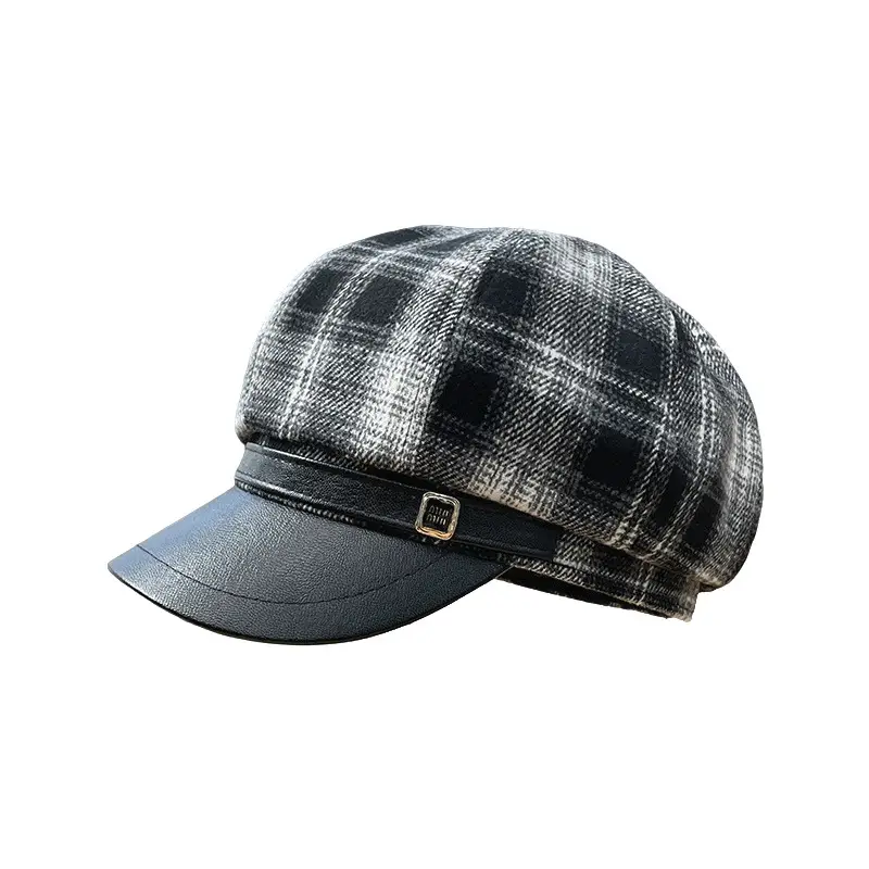 Winter Plaid Duck Tongue Cap for Kids Men - Image 8