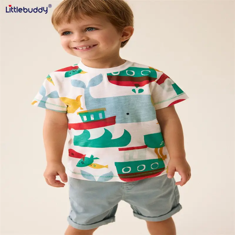 Kids Printed T-Shirt Short Sleeve Cotton Summer Boys