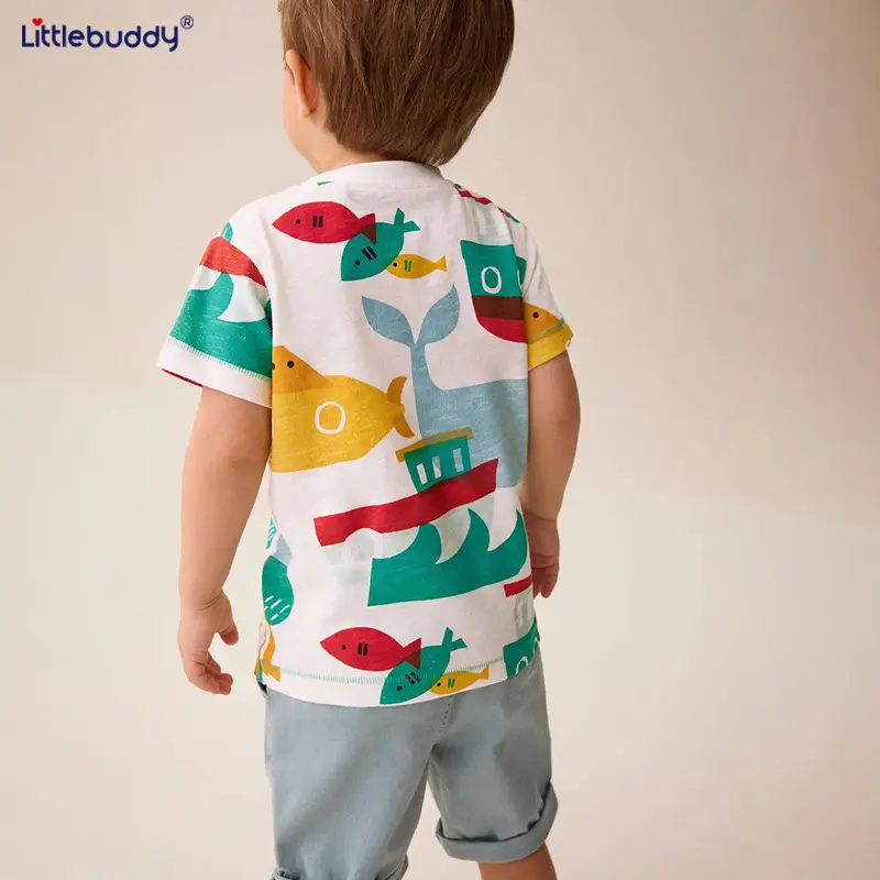 Kids Printed T-Shirt Short Sleeve Cotton Summer Boys