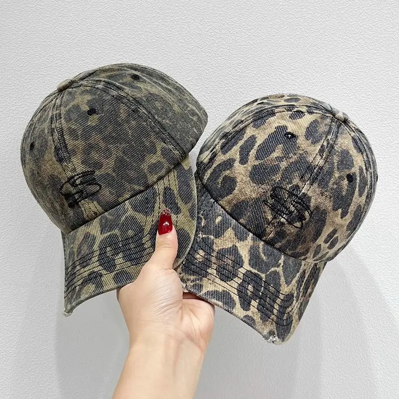 Leopard Print Baseball Cap Women Spring Autumn Ripped Hole - Image 4