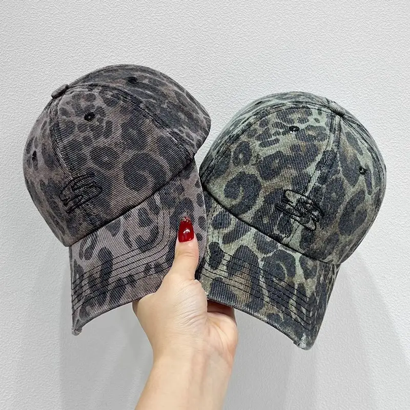 Leopard Print Baseball Cap Women Spring Autumn Ripped Hole - Image 5