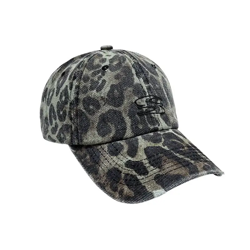 Leopard Print Baseball Cap Women Spring Autumn Ripped Hole - Image 6